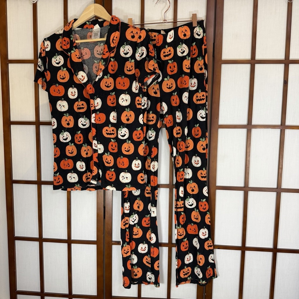 Nite Nite Munki Munki Halloween Ghost Pumpkin Jack-O-Lantern Pajama Set Medium